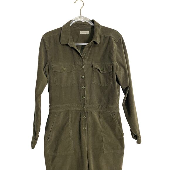 Outerknown Olive Green Organic Cotton Corduroy Jumpsuit Utility Size Medium - Picture 3 of 6